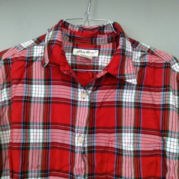 EDDIE Bauer Red Plaid Long Sleeve Button up Shirt - Picture 2 of 5